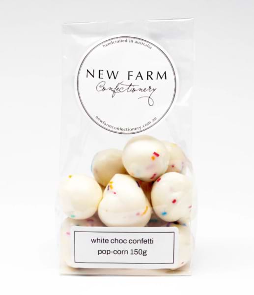 White Choc Confetti Coated Popcorn 150g